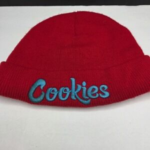 Cookies SF Beanie Hat Cuffed Knit Red Blue Logo OSFA Streetwear Winter Cap